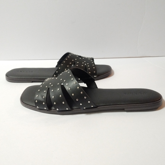 Torrid Studded Band Slides Black Sandal size 10 WW - Picture 2 of 9